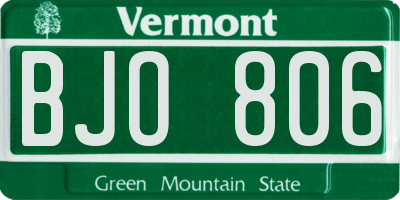 VT license plate BJO806