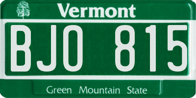 VT license plate BJO815