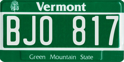 VT license plate BJO817