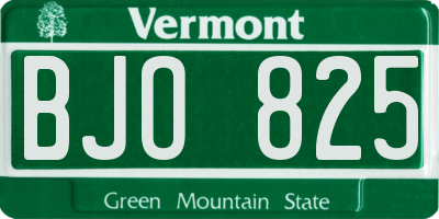 VT license plate BJO825
