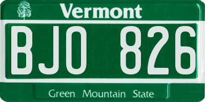 VT license plate BJO826