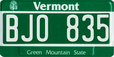 VT license plate BJO835