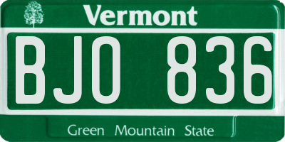 VT license plate BJO836