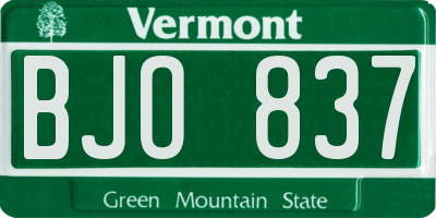 VT license plate BJO837