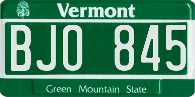 VT license plate BJO845