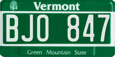 VT license plate BJO847