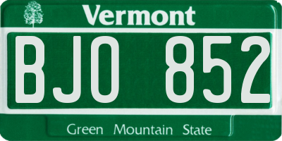 VT license plate BJO852