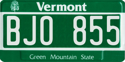 VT license plate BJO855
