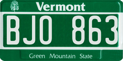 VT license plate BJO863