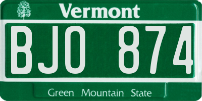 VT license plate BJO874