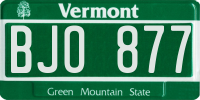 VT license plate BJO877