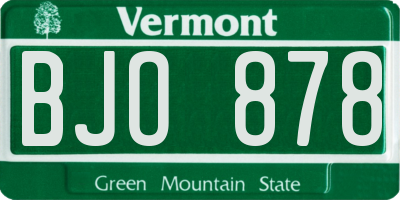 VT license plate BJO878