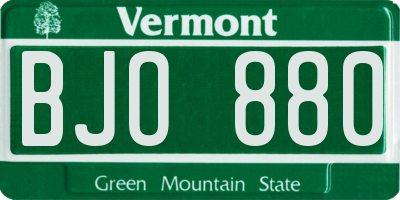 VT license plate BJO880