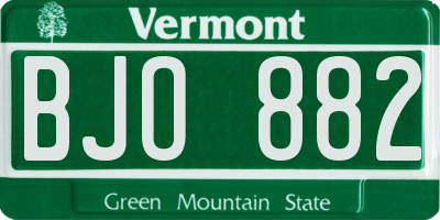 VT license plate BJO882