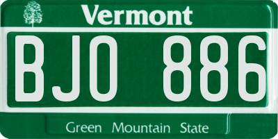 VT license plate BJO886
