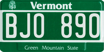 VT license plate BJO890