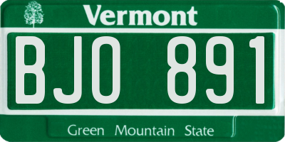 VT license plate BJO891