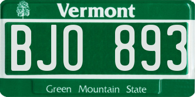 VT license plate BJO893