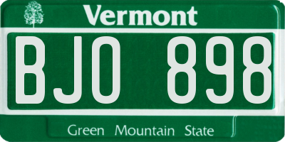 VT license plate BJO898