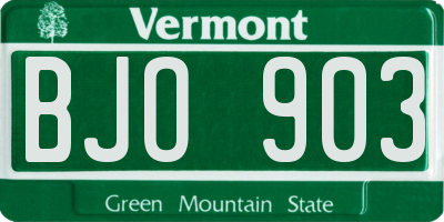 VT license plate BJO903