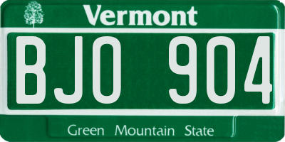 VT license plate BJO904