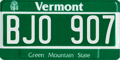 VT license plate BJO907