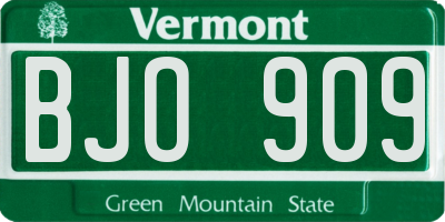 VT license plate BJO909