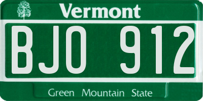 VT license plate BJO912