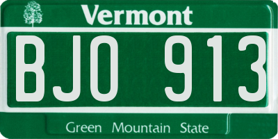 VT license plate BJO913