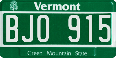 VT license plate BJO915