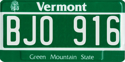 VT license plate BJO916