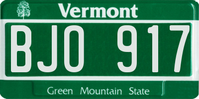VT license plate BJO917