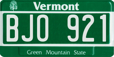 VT license plate BJO921
