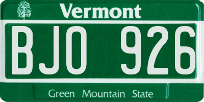 VT license plate BJO926