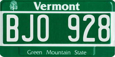 VT license plate BJO928