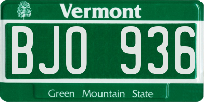 VT license plate BJO936