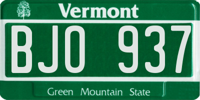 VT license plate BJO937