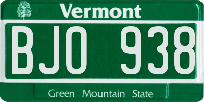 VT license plate BJO938