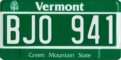 VT license plate BJO941