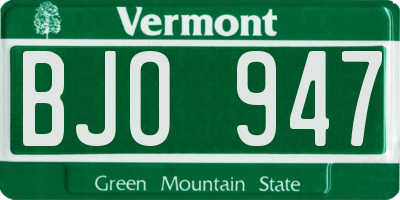 VT license plate BJO947