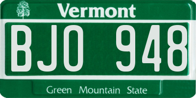 VT license plate BJO948