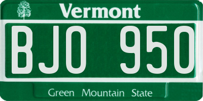 VT license plate BJO950