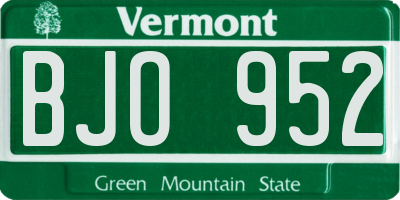 VT license plate BJO952