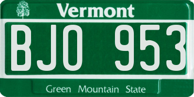 VT license plate BJO953