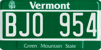 VT license plate BJO954