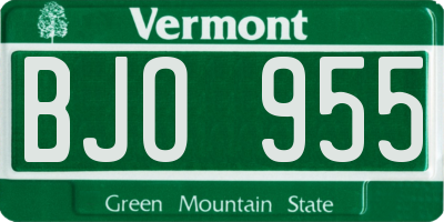 VT license plate BJO955