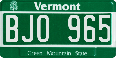 VT license plate BJO965