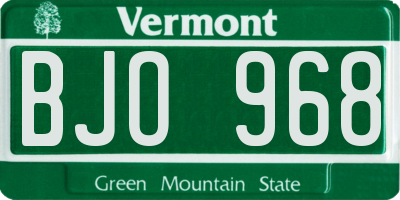 VT license plate BJO968