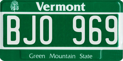 VT license plate BJO969