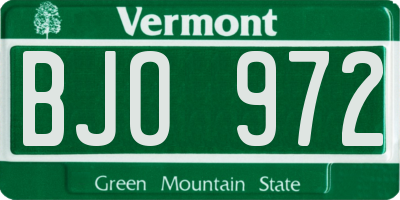 VT license plate BJO972